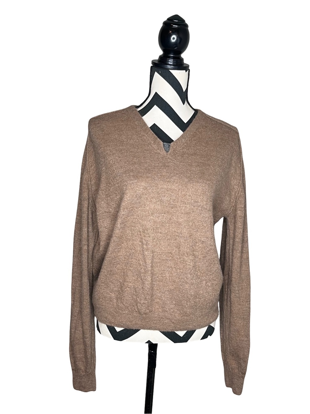 Sol Alpaca 100% Baby Alpaca Earthy Neutral Relaxed Sweater Sz L